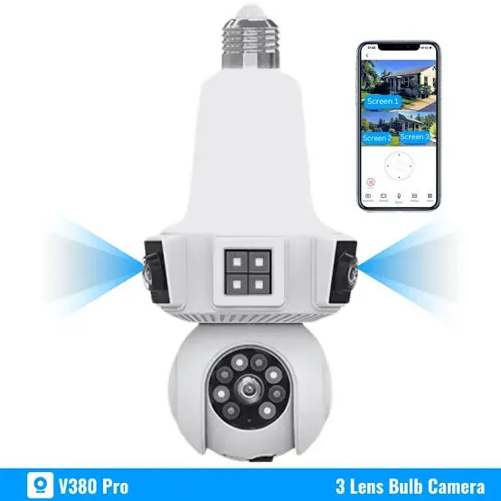 3 lense High-Quality PTZ Bulb System 360 Degree IP security Camera